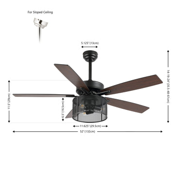 Max 52" Farmhouse Industrial Iron/Wood Mobile-App/Remote-Controlled LED Ceiling Fan - JONATHAN Y